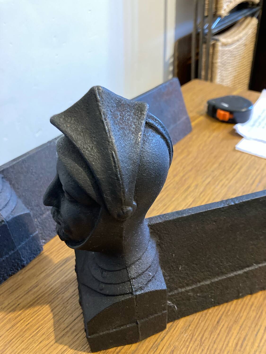 Pair of antique cast iron andirons