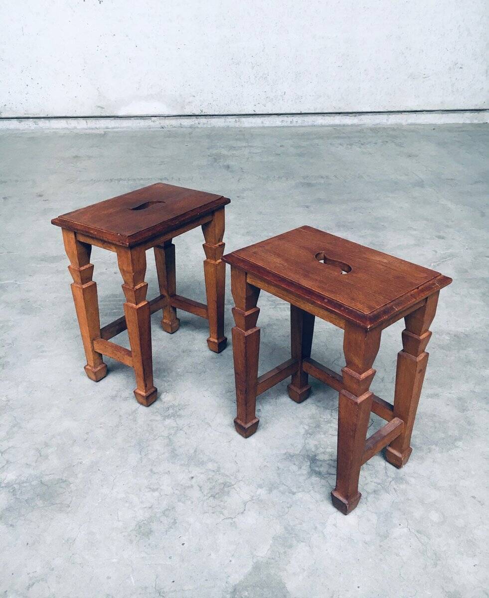 Set of Dutch Art Deco S Handle Stools, 1930s