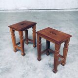 Set of Dutch Art Deco S Handle Stools, 1930s