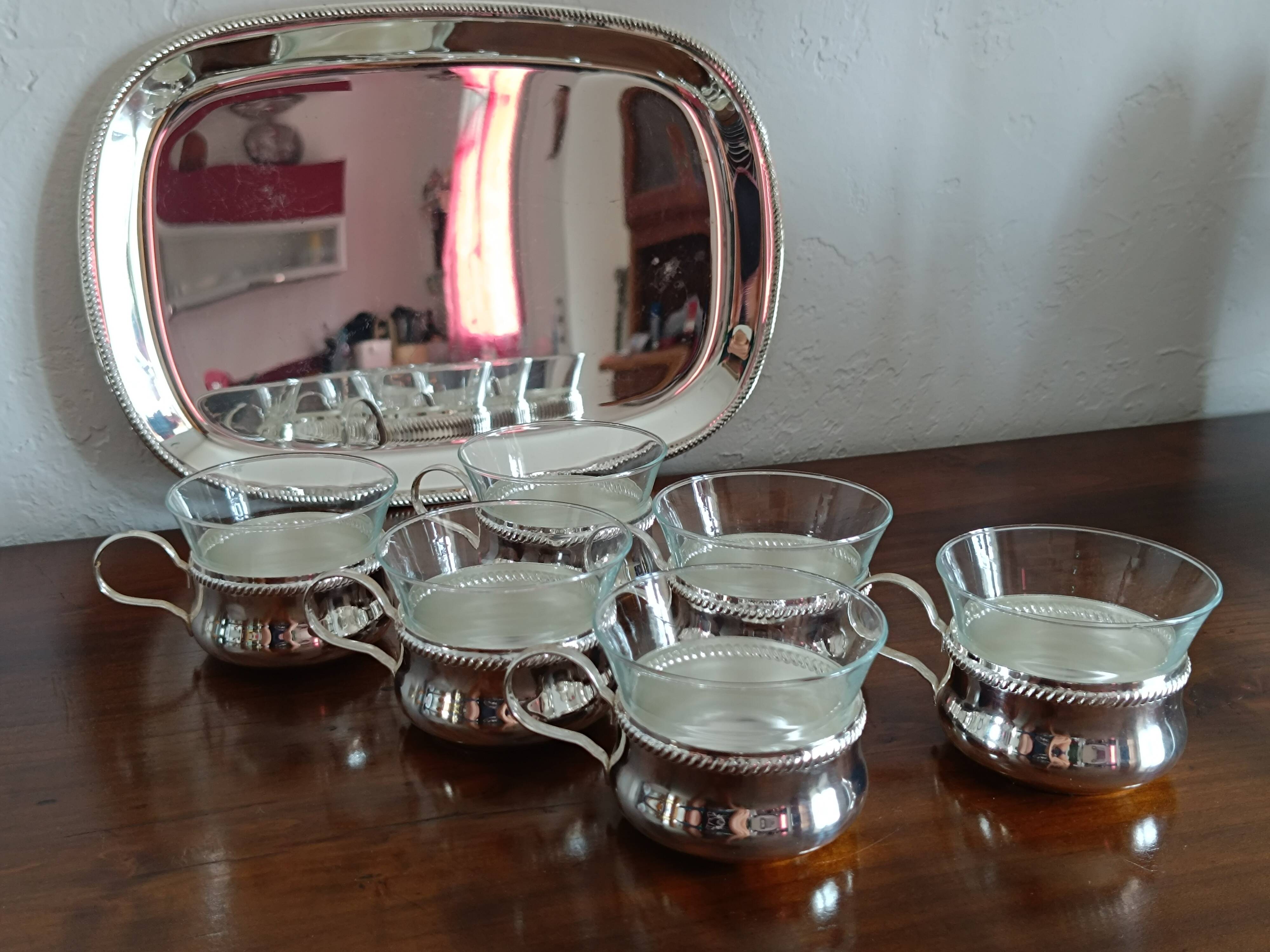 6-cup tea set and silver tray