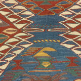 Traditional turkish kilim area rug, handmade oriental tribal kilim 145x194cm