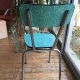 Formica vintage green table and opaline - 6 matching chairs