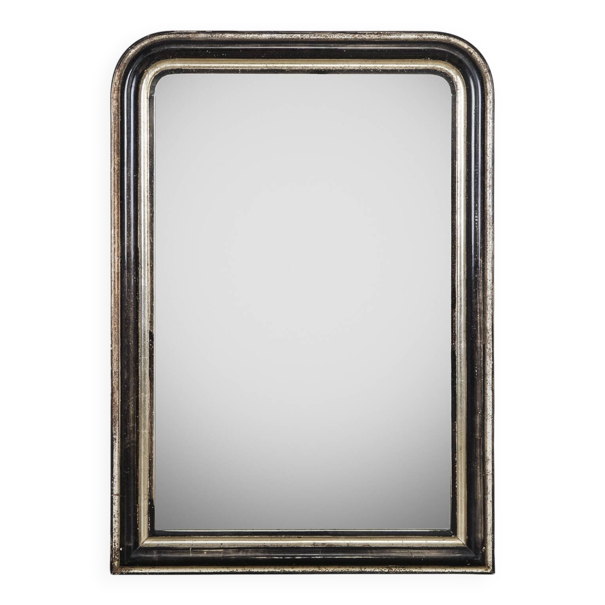 19th C Black and Silver Gold Napoleon III Mirror