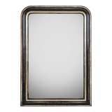 Miroir Napoléon III noir et argent doré du XIXe siècle