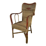 Rattan armchair and scoubidou decor