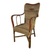 Rattan armchair and scoubidou decor