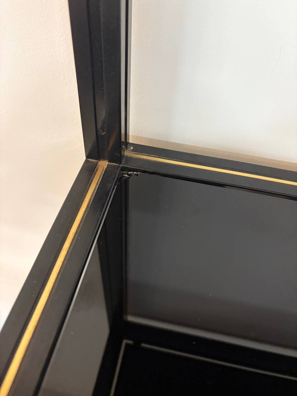 Pierre Vandel Paris shelf, black and gold, 1970s, France