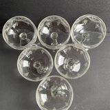 6 ½ crystal guilloché champagne glasses – Art nouveau