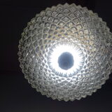 Glass and brass globe chandelier