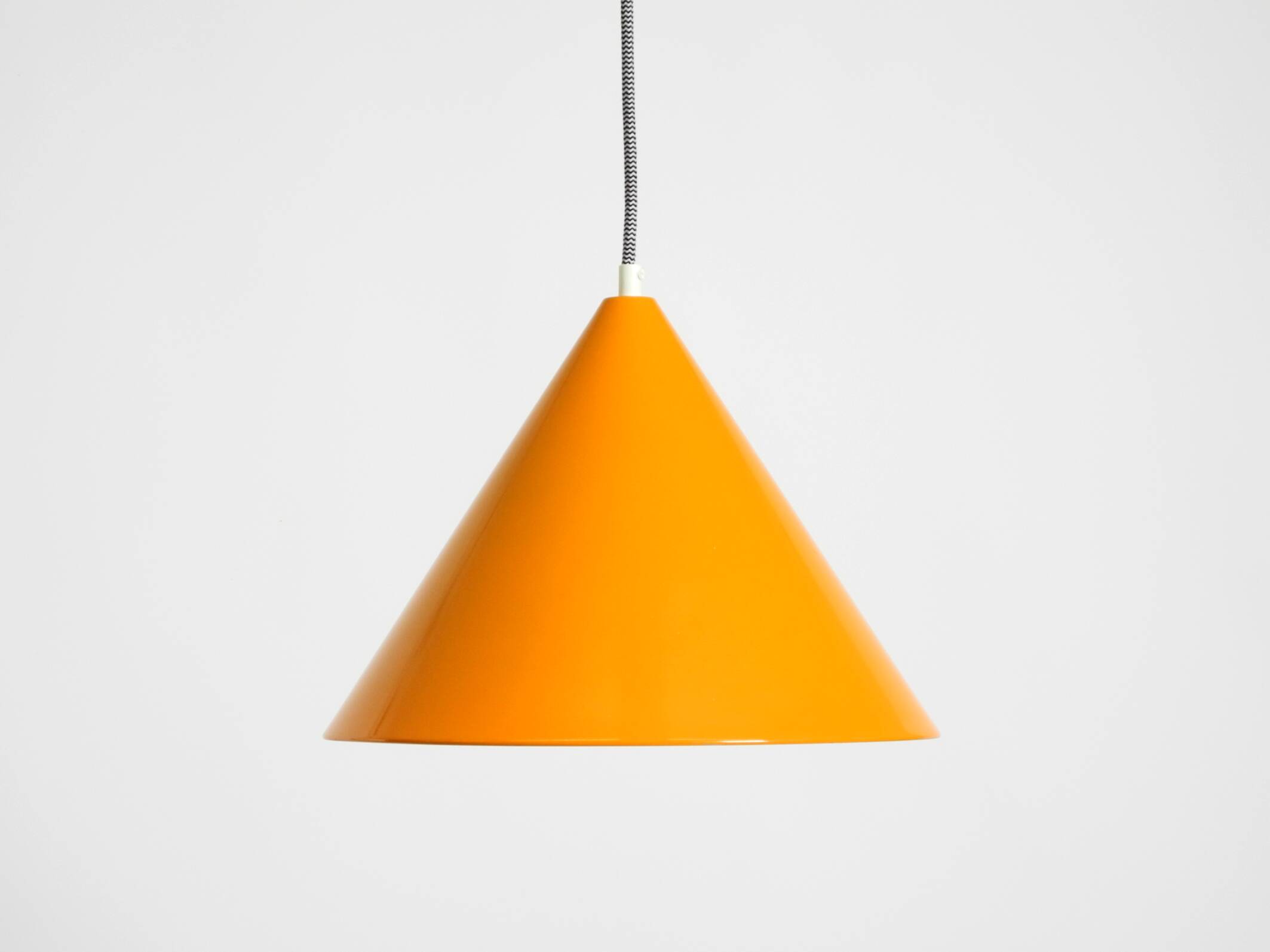 Original 1970s orange metal pendant lamp by Louis Poulsen model Billiard