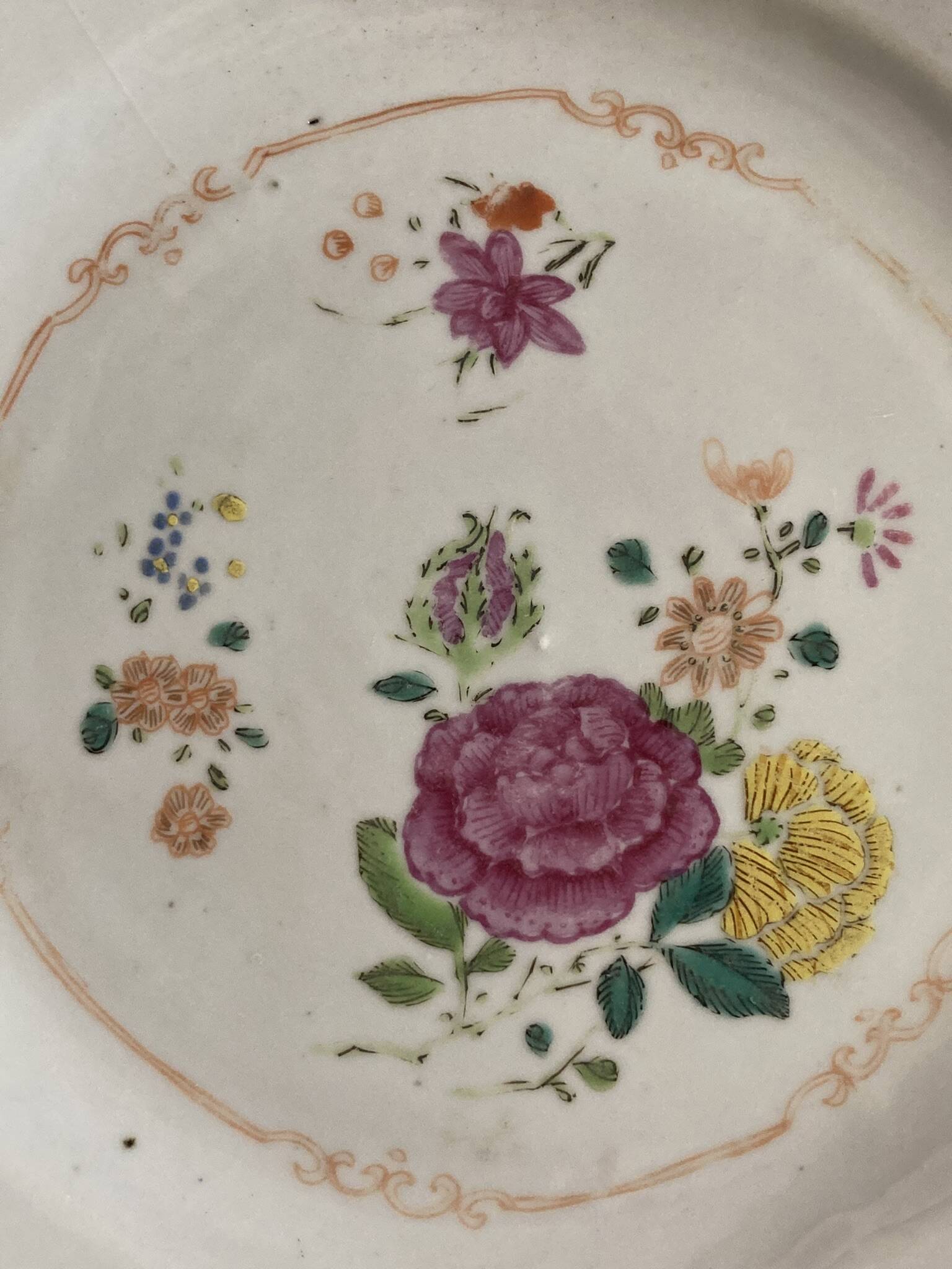 Compagnie des Indes, 18th century porcelain plate with peonies