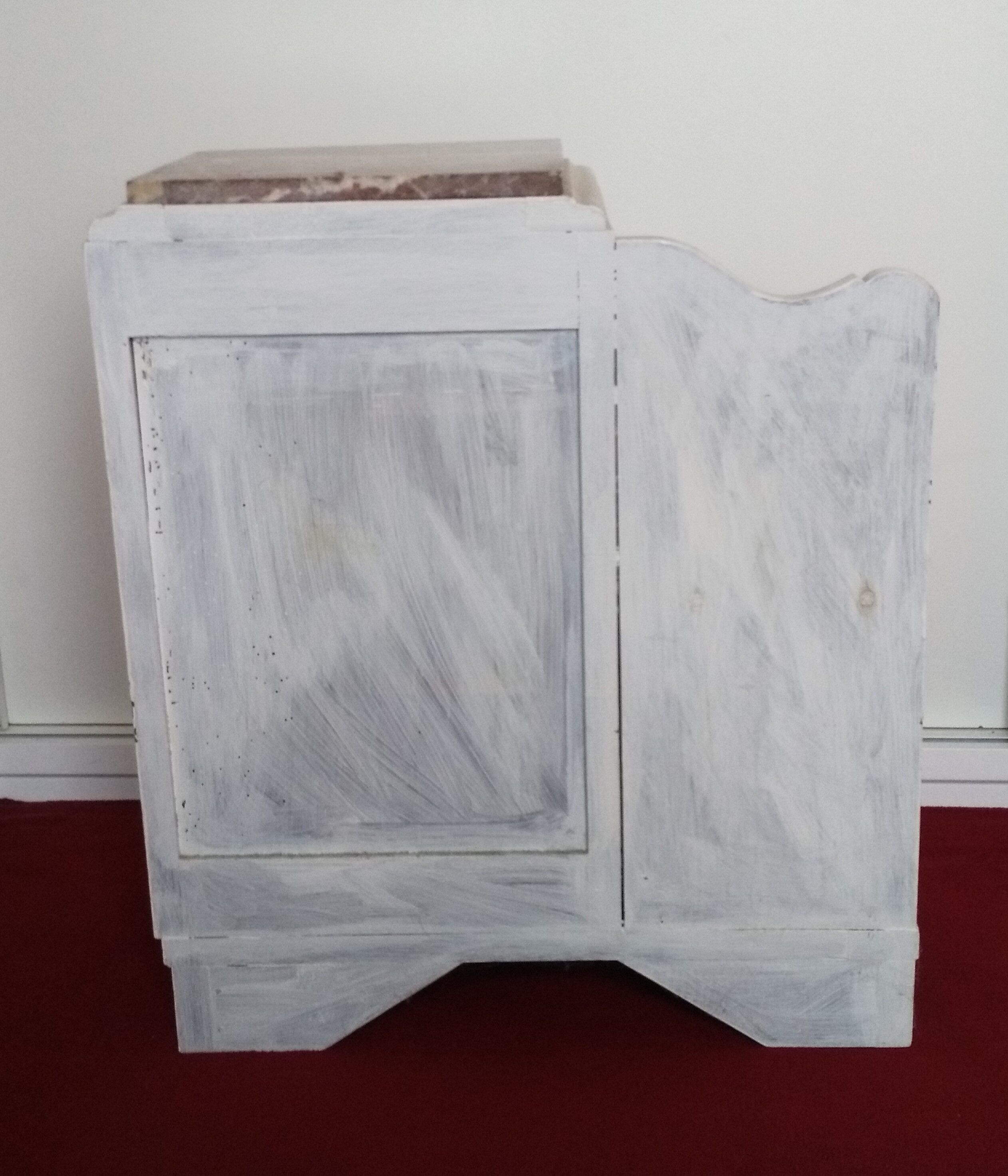 Art Deco bedside table top red marble