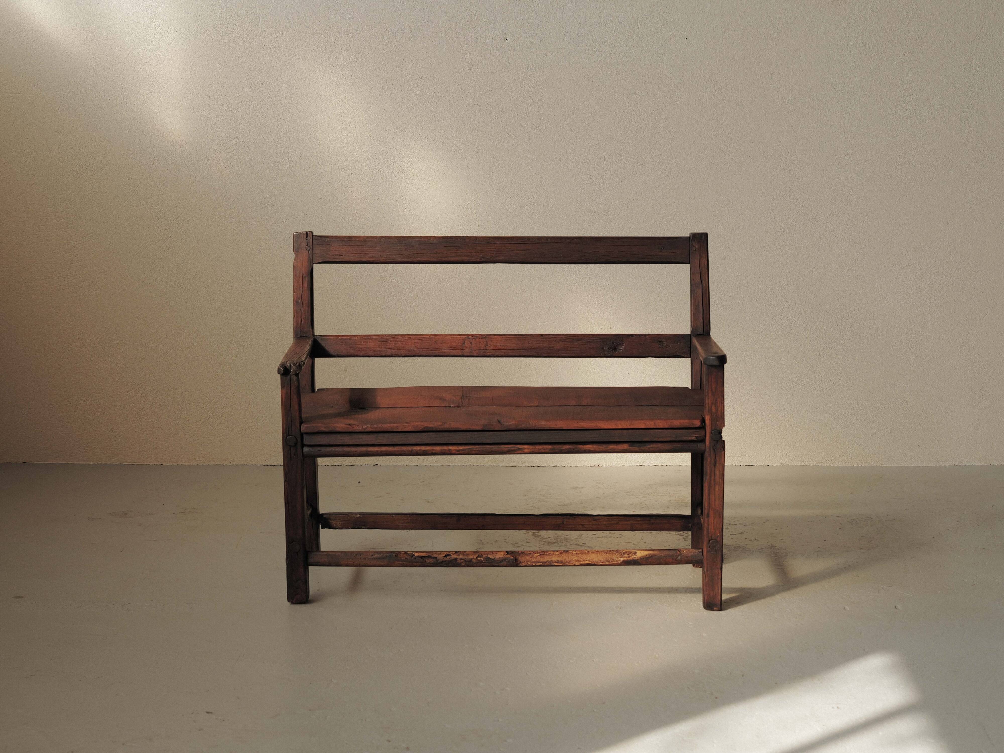 Solid wood cantou bench, Popular Art, 19th century