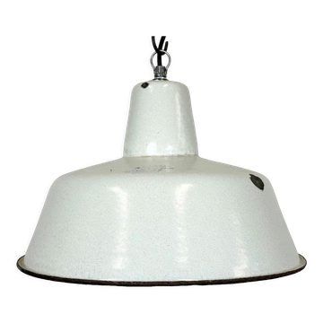 Industrial White Enamel Factory Pendant Lamp from Zaos, 1960s