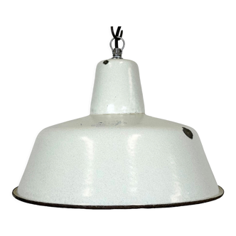 Industrial White Enamel Factory Pendant Lamp from Zaos, 1960s