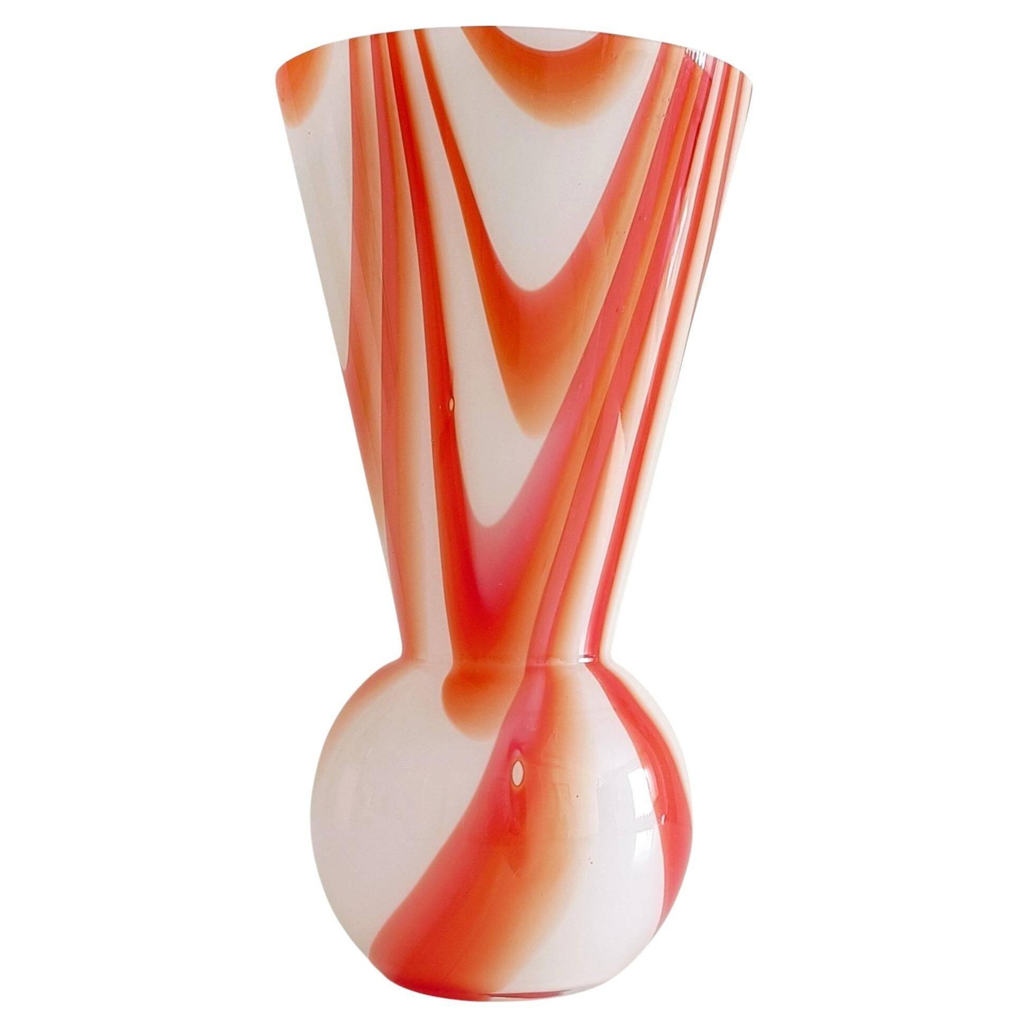 Carlo Moretti Murano Glass Vase, Marbled Decor, Italy, 1960s