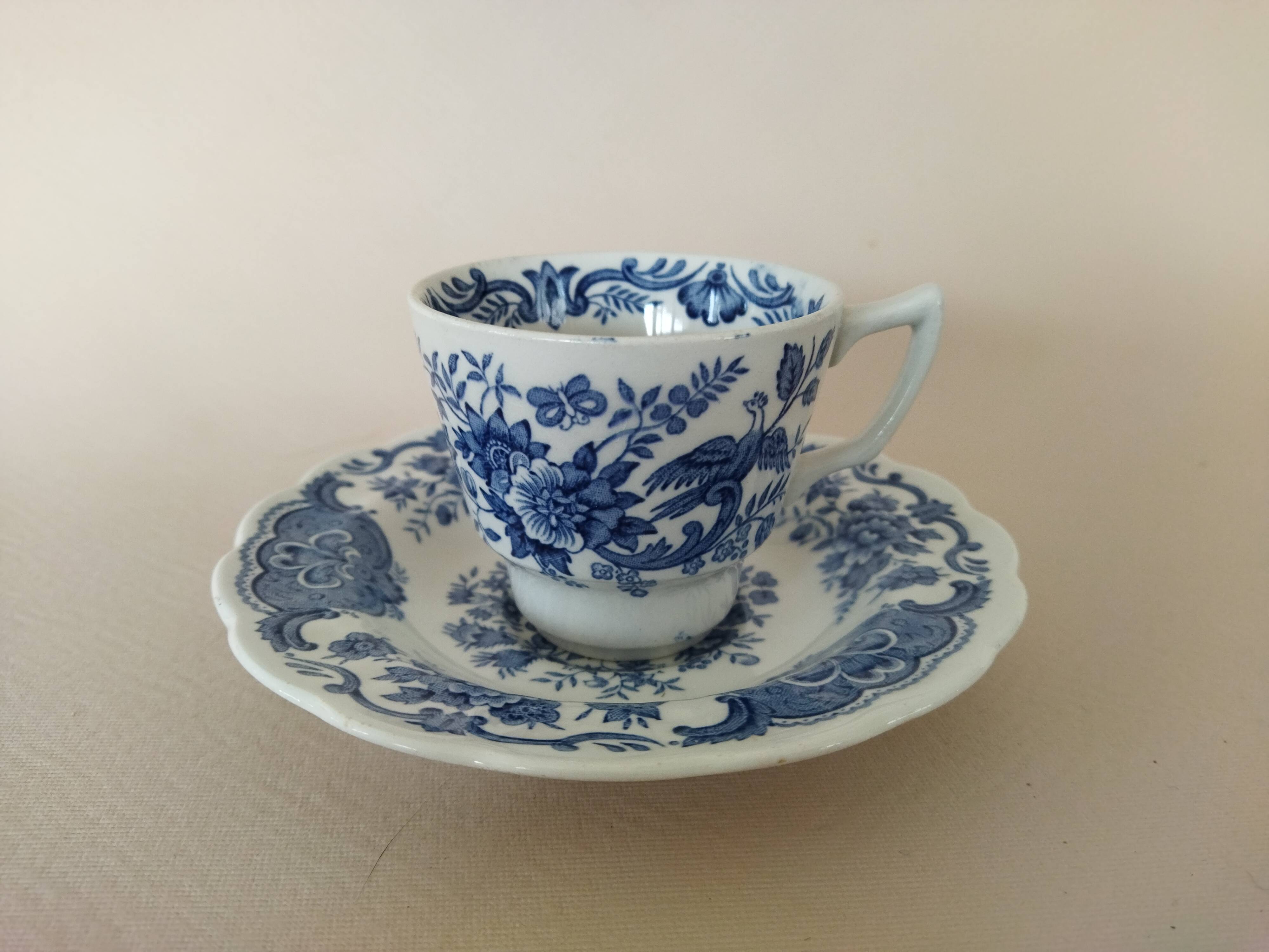 Ridgway "Windsor" English mocha cups blue