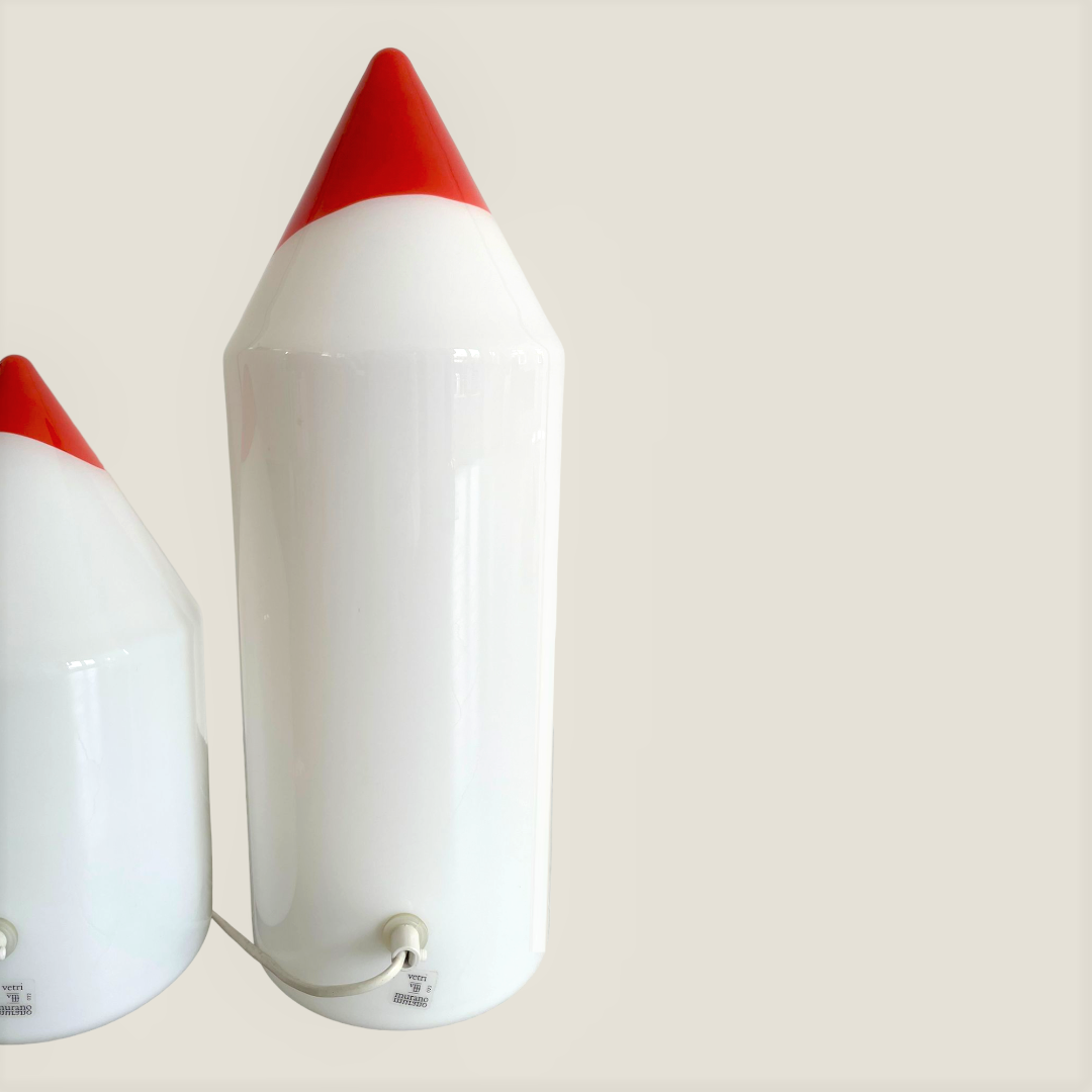 2 x Murano glass pencil table lamps, manufactured by Formia Vetri Italy 1970’S