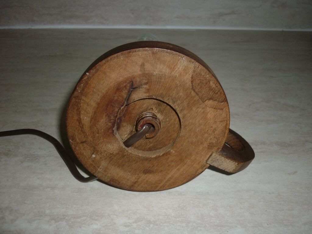 Lamp foot shape wooden candlestick turned old