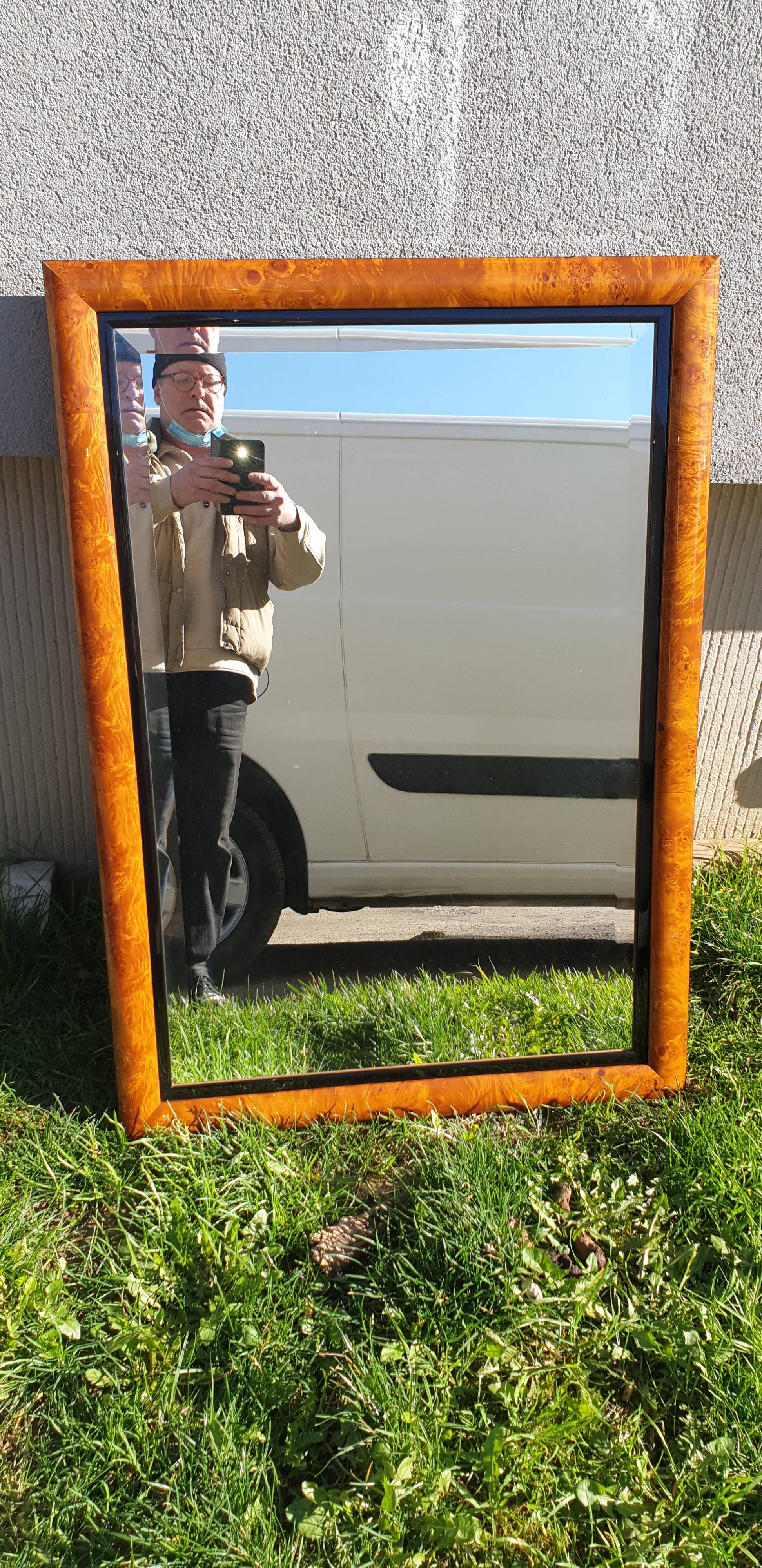 Mirror marquetry walnut bramble 73x104cm