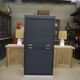 Solid oak shuttered wardrobe, anthracite grey, French work circa 1950