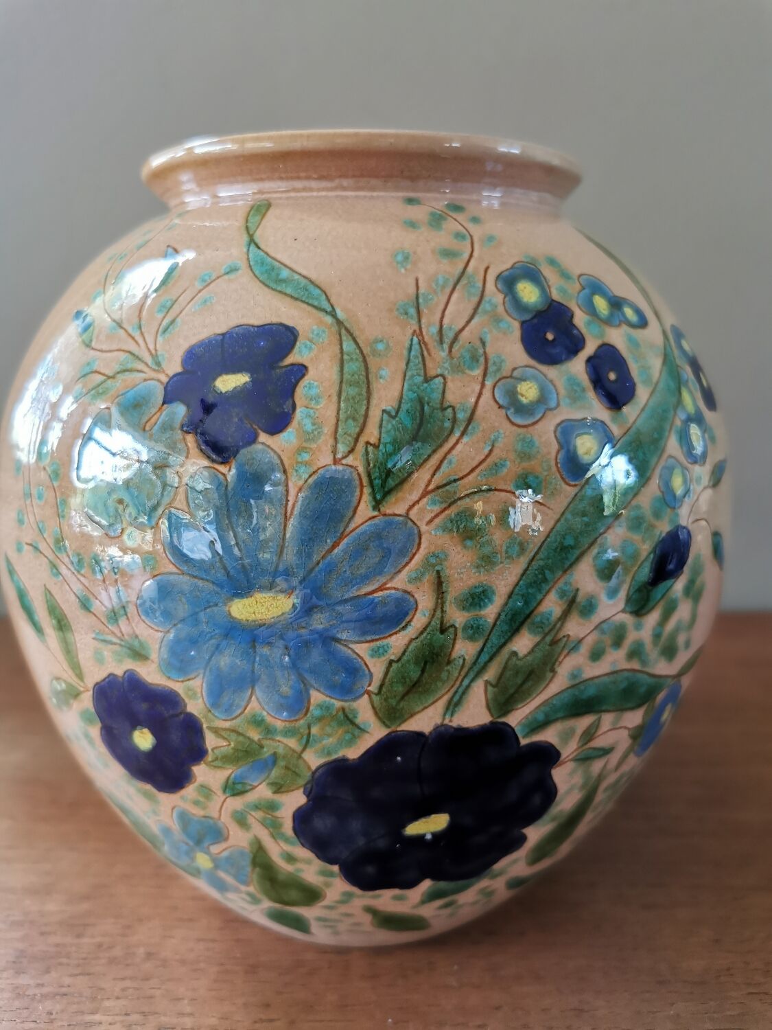Vase boule vintage céramique artisanale