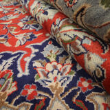 Tapis persan vintage tissé à la main en laine rouge kashan tapis de salon - 209x242cm