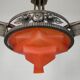 Art Deco pendant lamp with glass bowl and 3 chalices, 1930s