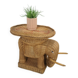 Rattan elephant table vintage side table