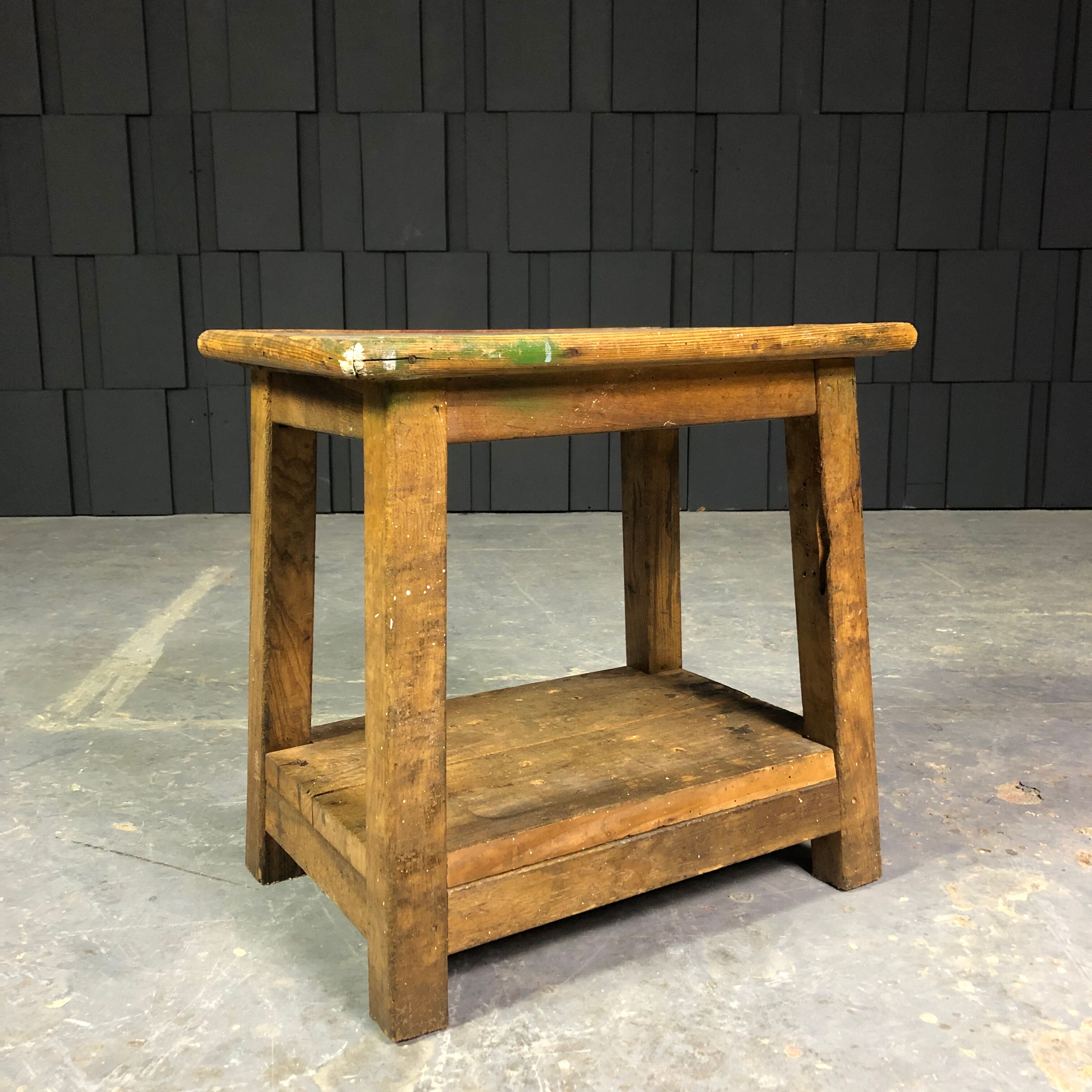 Old wooden workshop stool