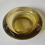 Bohemian Czech design empty pocket. Made of amber blown art glass by Rudolf Jurnikl.