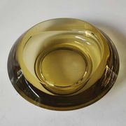 Bohemian Czech design empty pocket. Made of amber blown art glass by Rudolf Jurnikl.