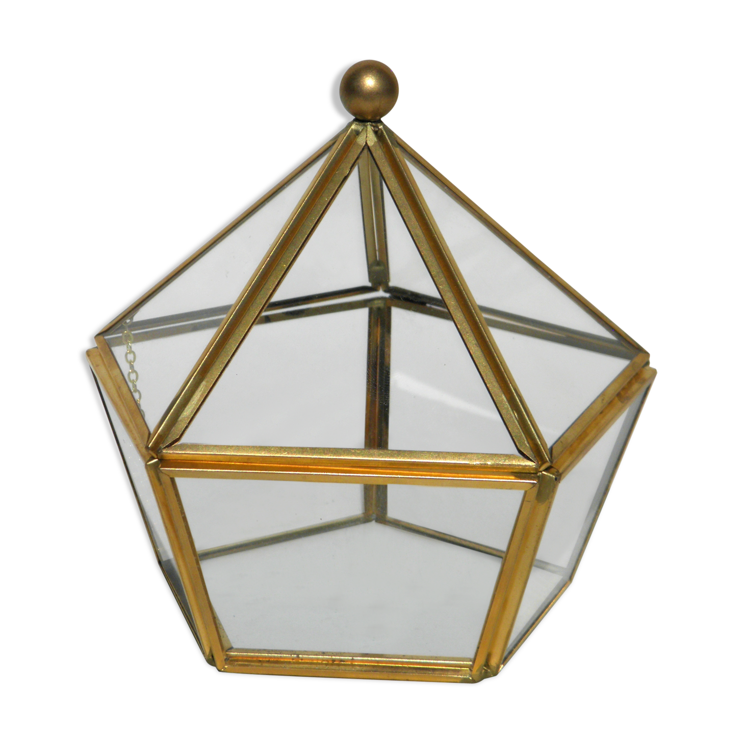 Glass and brass jewelry box