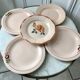 Lot de 5 assiettes plates rose poudré Digoin Sarreguemines et Longwy années 30-40