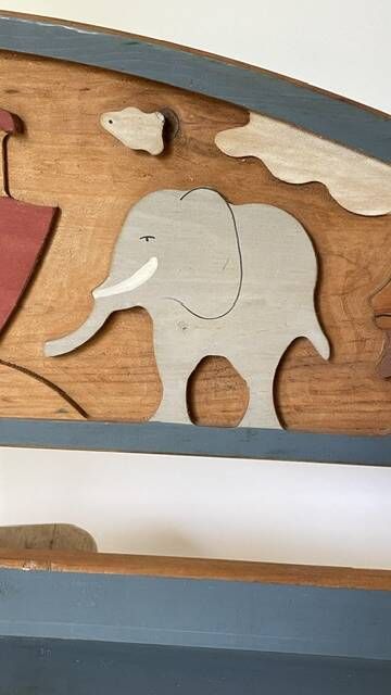 Vintage solid wood noah's ark shelf