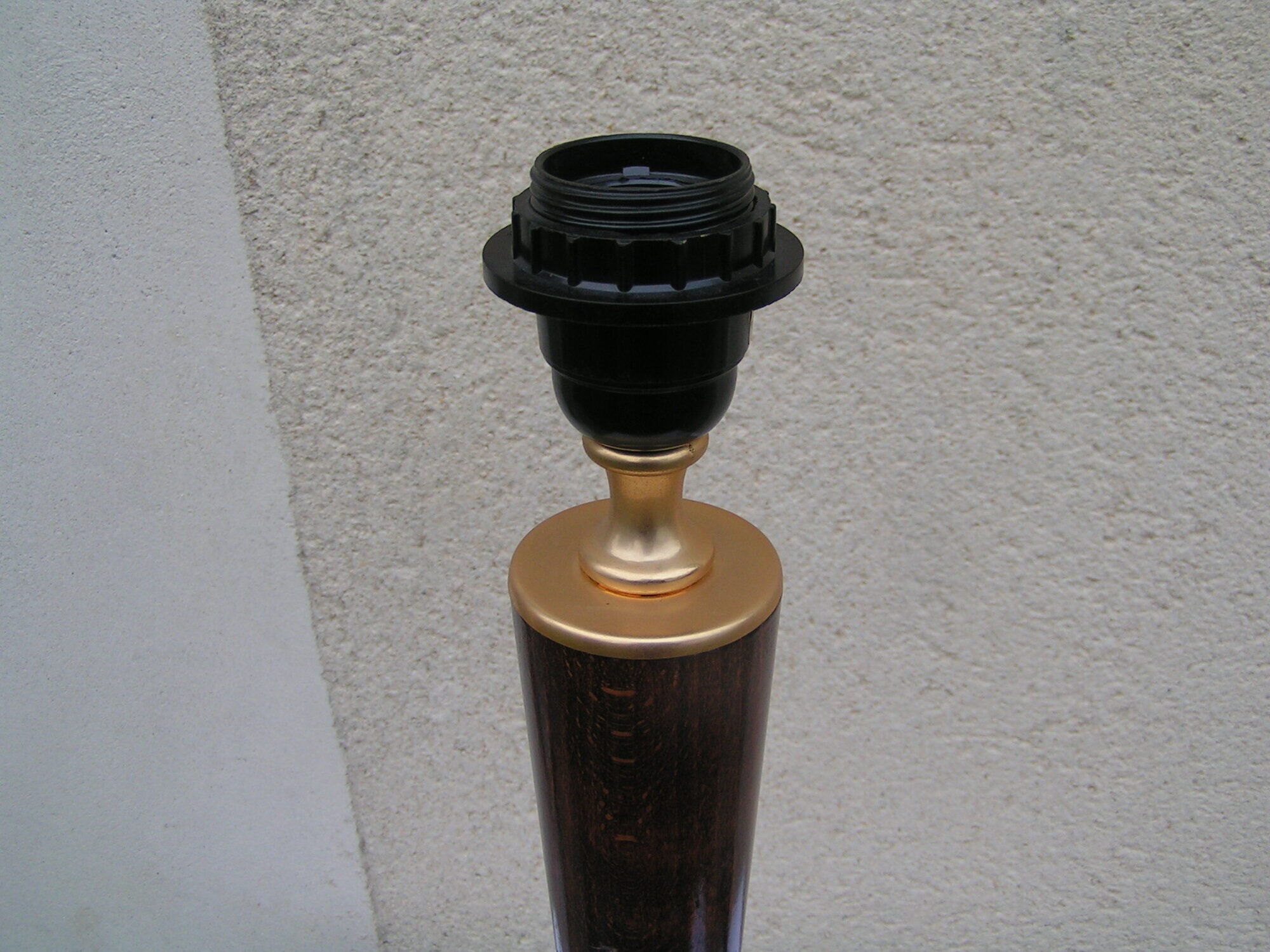 Old lum lamp foot mahogany and gold metal 1970