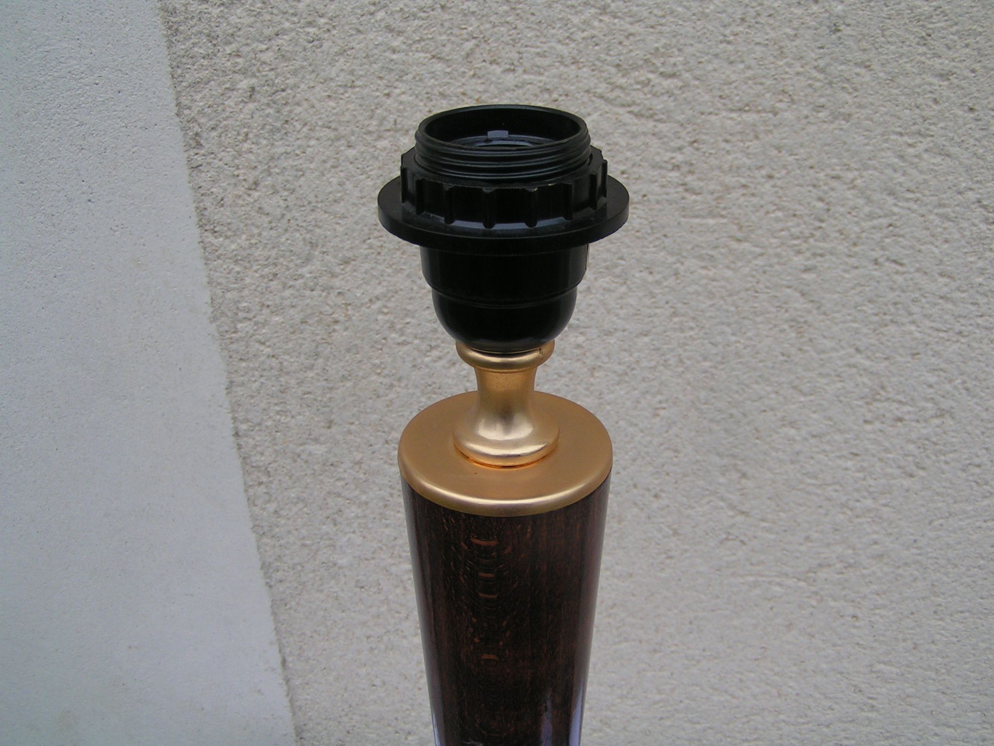 Old lum lamp foot mahogany and gold metal 1970