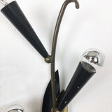 Extra Large Modernist Brass Floral Theatre Wall Light Sconces, France, 1950