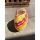 Vase abstrait contemporain en verre de murano blanc laiteux attribué à des roseaux colorés