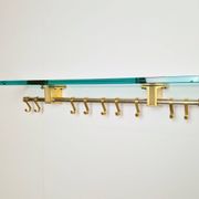 Brass and Glass R14G Wall-Mounted Coat Rack from Peter Ghyczy, 1980s