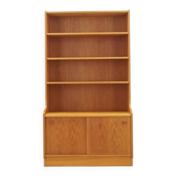 Bibliothèque danoise en placage de frêne avec étagères réglables, années 1970