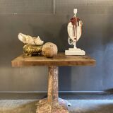 Industrial console cast iron and oak tray
