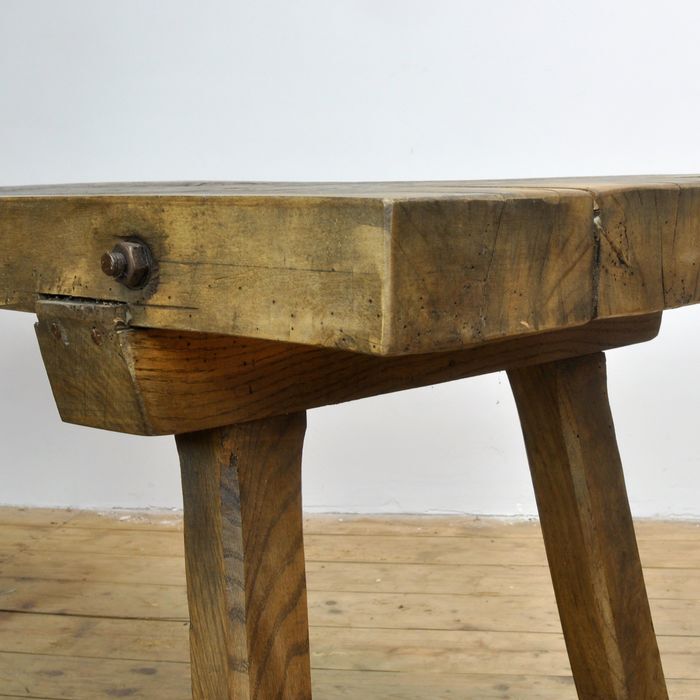 Solid oak farm table, raw art 1930s