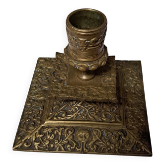 Antique Bronze Candlestick 19th Century Neo-Renaissance Style with Masks