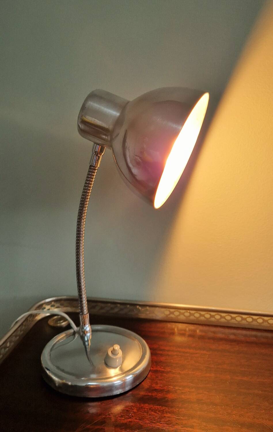 Polished aluminum desk lamp from the 1950s