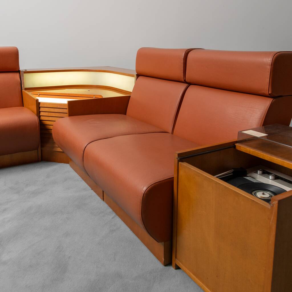 5 seater modular sofa eco-leather 70s vintage modern