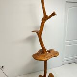 Vintage brutalist style wooden floor lamp