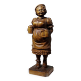 Subject "The Beer Waitress" in carved wood Ludwig Roger Germany years