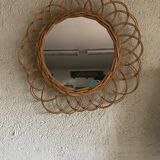 Vintage flower wicker mirror 40x40cm