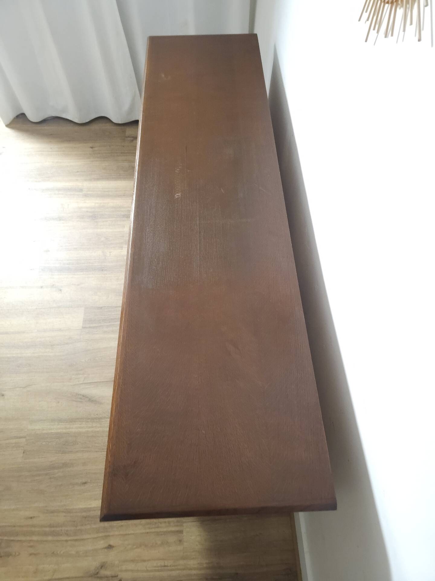 Solid oak sideboard, brutalist and Art Deco work, mid-century.